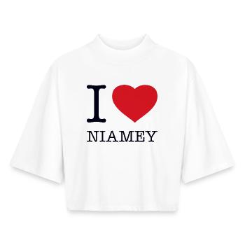 I LOVE NIAMEY - Boxy Women's Recycled 1/2 Sleeved T-Shirt by Stanley/Stella - white - Front - AI Model Female 172 dark (172cm)
