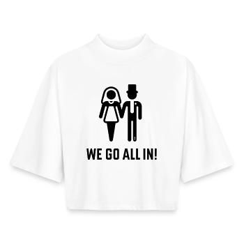 Wir setzen alles rein! (Hochzeitsbraut Bräutigam / B) - Boxy Frauen Recyceltes 1/2 Sleeved T-Shirt by Stanley/Stella - Weiß - Vorne - AI Model Female 172 dark (172cm)