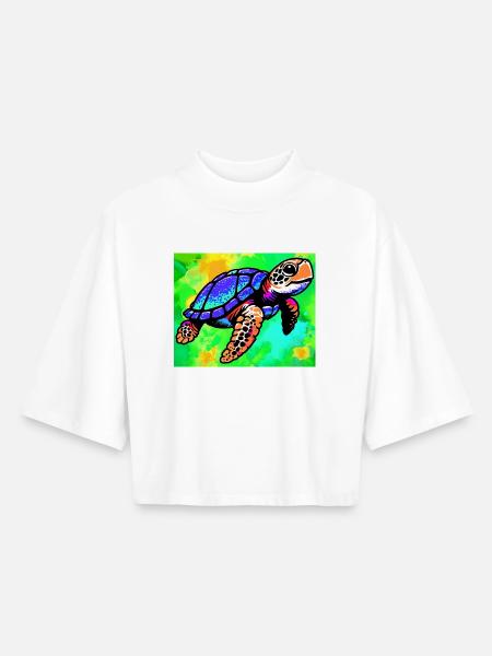 Schildkröte - Boxy Frauen Recyceltes 1/2 Sleeved T-Shirt by Stanley/Stella - Weiß