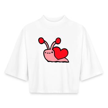 Escargot Coeur Escargot Coquille Mignon Amour Romantique - T-shirt femme coupe boxy recyclé manches mi-longues Stanley/Stella - blanc - Devant - AI Model Female 172 dark (172cm)