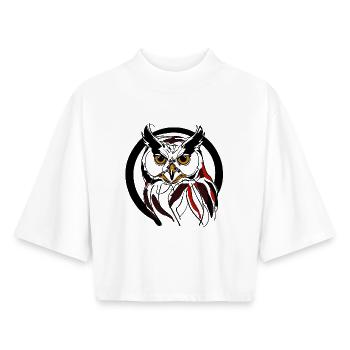 Nacht-Eule - Boxy Frauen Recyceltes 1/2 Sleeved T-Shirt by Stanley/Stella - Weiß - Vorne - AI Model Female 172 dark (172cm)