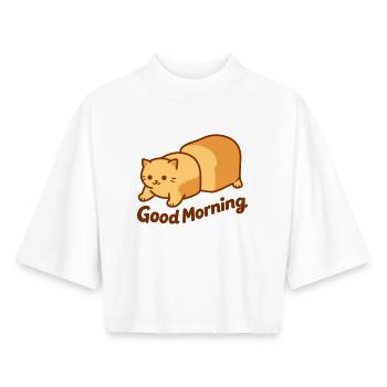 Cat Bread Meme - Boxy Women's Recycled 1/2 Sleeved T-Shirt by Stanley/Stella - white - Front - AI Model Female 172 dark (172cm)