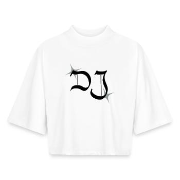 DJ monogram - Boxy Women's Recycled 1/2 Sleeved T-Shirt by Stanley/Stella - white - Front - AI Model Female 172 dark (172cm)