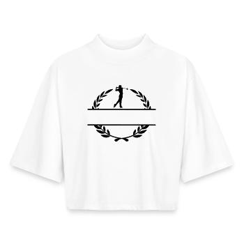 Golfeur en couronne de laurier - T-shirt femme coupe boxy recyclé manches mi-longues Stanley/Stella - blanc - Devant - AI Model Female 172 dark (172cm)
