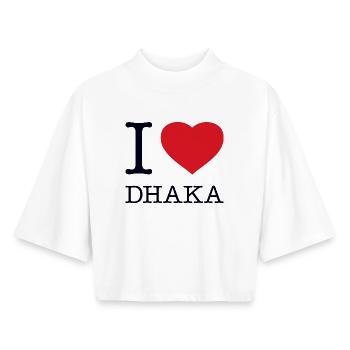I LOVE DHAKA Bangladesh Bangladesch - Boxy Women's Recycled 1/2 Sleeved T-Shirt by Stanley/Stella - white - Front - AI Model Female 172 dark (172cm)