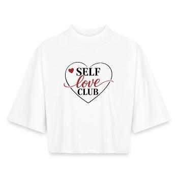 Chemise du Club d’Amour de Soi Esthétique Femmes - T-shirt femme coupe boxy recyclé manches mi-longues Stanley/Stella - blanc - Devant - AI Model Female 172 dark (172cm)