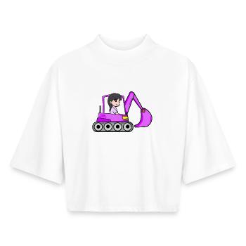 Fille pelle rose - T-shirt femme coupe boxy recyclé manches mi-longues Stanley/Stella - blanc - Devant - AI Model Female 172 dark (172cm)