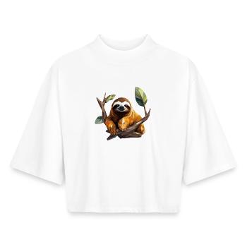 Sloth in polygon design - Boxy Women's Recycled 1/2 Sleeved T-Shirt by Stanley/Stella - white - Front - AI Model Female 172 dark (172cm)