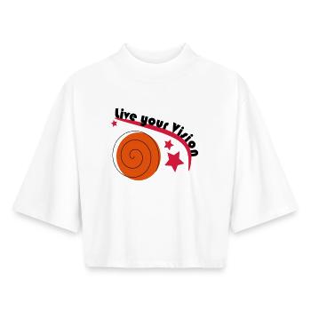 Vivez votre vision - T-shirt femme coupe boxy recyclé manches mi-longues Stanley/Stella - blanc - Devant - AI Model Female 172 dark (172cm)