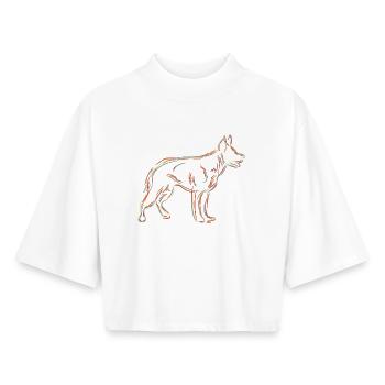 Schäferhund Zeichnung - Boxy Frauen Recyceltes 1/2 Sleeved T-Shirt by Stanley/Stella - Weiß - Vorne - AI Model Female 172 dark (172cm)