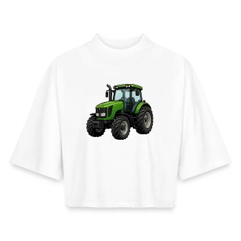 Conception puissante du tracteur vert - T-shirt femme coupe boxy recyclé manches mi-longues Stanley/Stella - blanc - Devant - AI Model Female 172 dark (172cm)