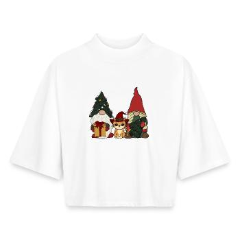 Cat between elves - Boxy Women's Recycled 1/2 Sleeved T-Shirt by Stanley/Stella - white - Front - AI Model Female 172 dark (172cm)