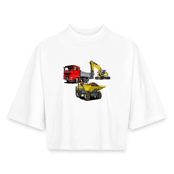 Véhicules de chantier - T-shirt femme coupe boxy recyclé manches mi-longues Stanley/Stella - blanc - Devant - AI Model Female 172 dark (172cm)