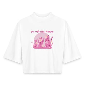 Purrfectly happy - für Katzenfreunde - Boxy Frauen Recyceltes 1/2 Sleeved T-Shirt by Stanley/Stella - Weiß - Vorne - AI Model Female 172 dark (172cm)