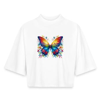 Butterfly - Boxy Women's Recycled 1/2 Sleeved T-Shirt by Stanley/Stella - white - Front - AI Model Female 172 dark (172cm)