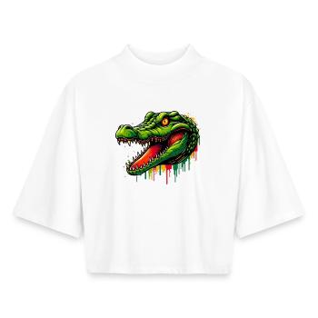 Alligator Crocodile - Boxy Women's Recycled 1/2 Sleeved T-Shirt by Stanley/Stella - white - Front - AI Model Female 172 dark (172cm)
