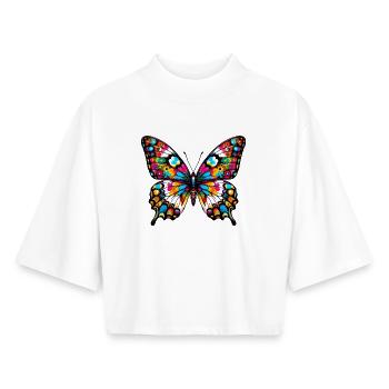 Papillon - T-shirt femme coupe boxy recyclé manches mi-longues Stanley/Stella - blanc - Devant - AI Model Female 172 dark (172cm)