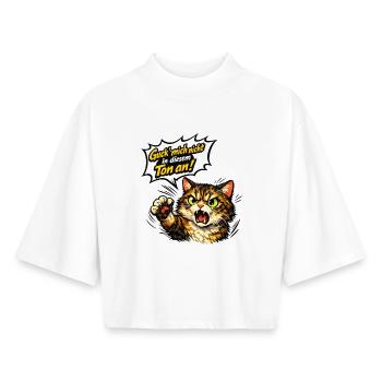 Guck mich nicht in diesem Ton an lustige Katze - Boxy Frauen Recyceltes 1/2 Sleeved T-Shirt by Stanley/Stella - Weiß - Vorne - AI Model Female 172 dark (172cm)