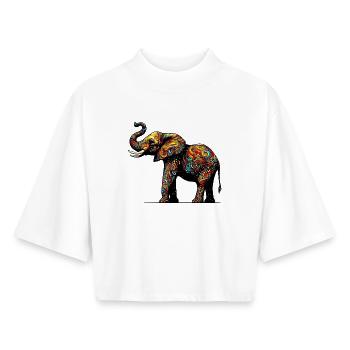 Elephant - Boxy Women's Recycled 1/2 Sleeved T-Shirt by Stanley/Stella - white - Front - AI Model Female 172 dark (172cm)