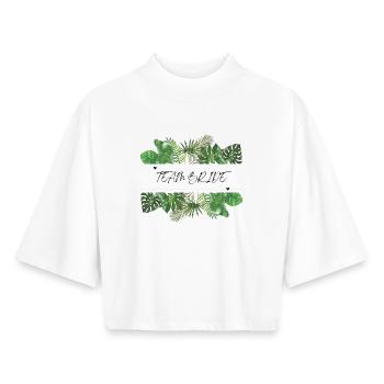 Team Bride Green Palm Leaves - Boxy Women's Recycled 1/2 Sleeved T-Shirt by Stanley/Stella - white - Front - AI Model Female 172 dark (172cm)