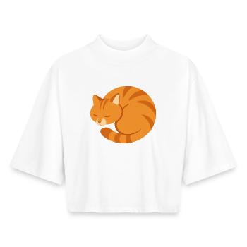 Orange sleeping cat in minimalist style - Boxy Women's Recycled 1/2 Sleeved T-Shirt by Stanley/Stella - white - Front - AI Model Female 172 dark (172cm)