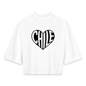 Chile Herz Typografie  - Boxy Frauen Recyceltes 1/2 Sleeved T-Shirt by Stanley/Stella - Weiß - Vorne - AI Model Female 172 dark (172cm)