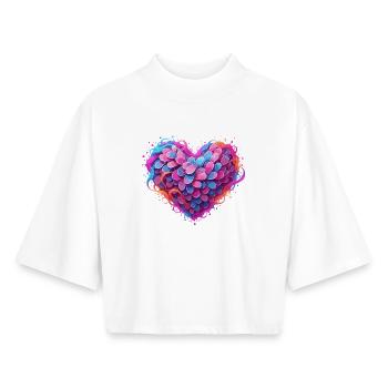 Plumes Cœur de Couleur Couleurs Néon - T-shirt femme coupe boxy recyclé manches mi-longues Stanley/Stella - blanc - Devant - AI Model Female 172 dark (172cm)
