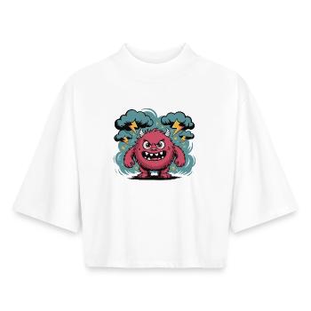 Fierce Storm Monster Illustration - Boxy Women's Recycled 1/2 Sleeved T-Shirt by Stanley/Stella - white - Front - AI Model Female 172 dark (172cm)