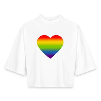 Rainbow_heart - Boxy Frauen Recyceltes 1/2 Sleeved T-Shirt by Stanley/Stella - Weiß - Vorne - AI Model Female 172 dark (172cm)