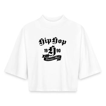 Oldschool Hip-Hop-Musik typografisches Design - Boxy Frauen Recyceltes 1/2 Sleeved T-Shirt by Stanley/Stella - Weiß - Vorne - AI Model Female 172 dark (172cm)