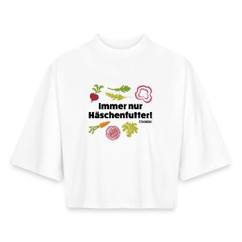 Stromberg Häschenfutter Spruch Und Gemüse - Boxy Frauen Recyceltes 1/2 Sleeved T-Shirt by Stanley/Stella - Weiß - Vorne - AI Model Female 172 dark (172cm)