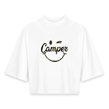 Camper Smile camouflage - Boxy Women's Recycled 1/2 Sleeved T-Shirt by Stanley/Stella - white - Front - AI Model Female 172 dark (172cm)