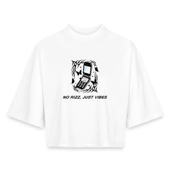 No Rizz Just Vibes Cell Phone - Boxy Women's Recycled 1/2 Sleeved T-Shirt by Stanley/Stella - white - Front - AI Model Female 172 dark (172cm)