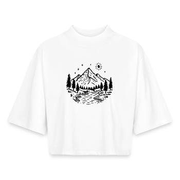 Paysage de montagnes Forêt - T-shirt femme coupe boxy recyclé manches mi-longues Stanley/Stella - blanc - Devant - AI Model Female 172 dark (172cm)