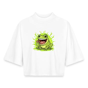 Lime Frog Splash Cartoon - Boxy Women's Recycled 1/2 Sleeved T-Shirt by Stanley/Stella - white - Front - AI Model Female 172 dark (172cm)