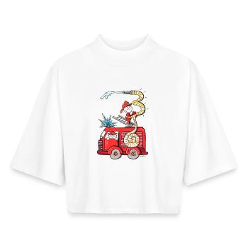I am a three years fire brigade 3rd birthday boy - Boxy Women's Recycled 1/2 Sleeved T-Shirt by Stanley/Stella - white - Front - AI Model Female 172 dark (172cm)