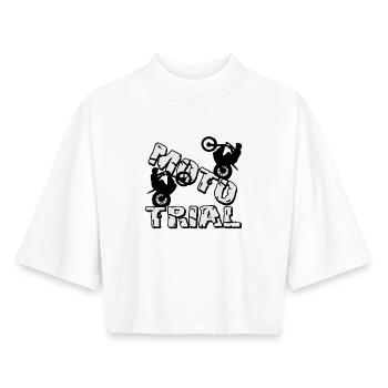 Moto Trial Wheelie - Motocross Moto Trial - Boxy Frauen Recyceltes 1/2 Sleeved T-Shirt by Stanley/Stella - Weiß - Vorne - AI Model Female 172 dark (172cm)