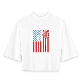 Badminton USA Flag - Boxy Women's Recycled 1/2 Sleeved T-Shirt by Stanley/Stella - white - Front - AI Model Female 172 dark (172cm)