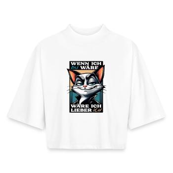 Katzenmotiv mit witzigem Spruch - Boxy Frauen Recyceltes 1/2 Sleeved T-Shirt by Stanley/Stella - Weiß - Vorne - AI Model Female 172 dark (172cm)