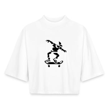 Skater Pixel Art - T-shirt femme coupe boxy recyclé manches mi-longues Stanley/Stella - blanc - Devant - AI Model Female 172 dark (172cm)