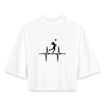 Volleyball Girl Player Funny Heartbeat Line - Boxy Women's Recycled 1/2 Sleeved T-Shirt by Stanley/Stella - white - Front - AI Model Female 172 dark (172cm)
