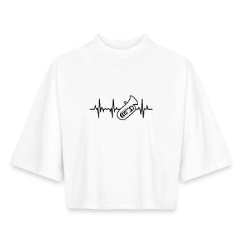 Tuba ECG Heartline - Boxy Women's Recycled 1/2 Sleeved T-Shirt by Stanley/Stella - white - Front - AI Model Female 172 dark (172cm)