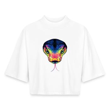 Serpent Python Cobra Mamba Serpent à sonnettes Serpent - T-shirt femme coupe boxy recyclé manches mi-longues Stanley/Stella - blanc - Devant - AI Model Female 172 dark (172cm)