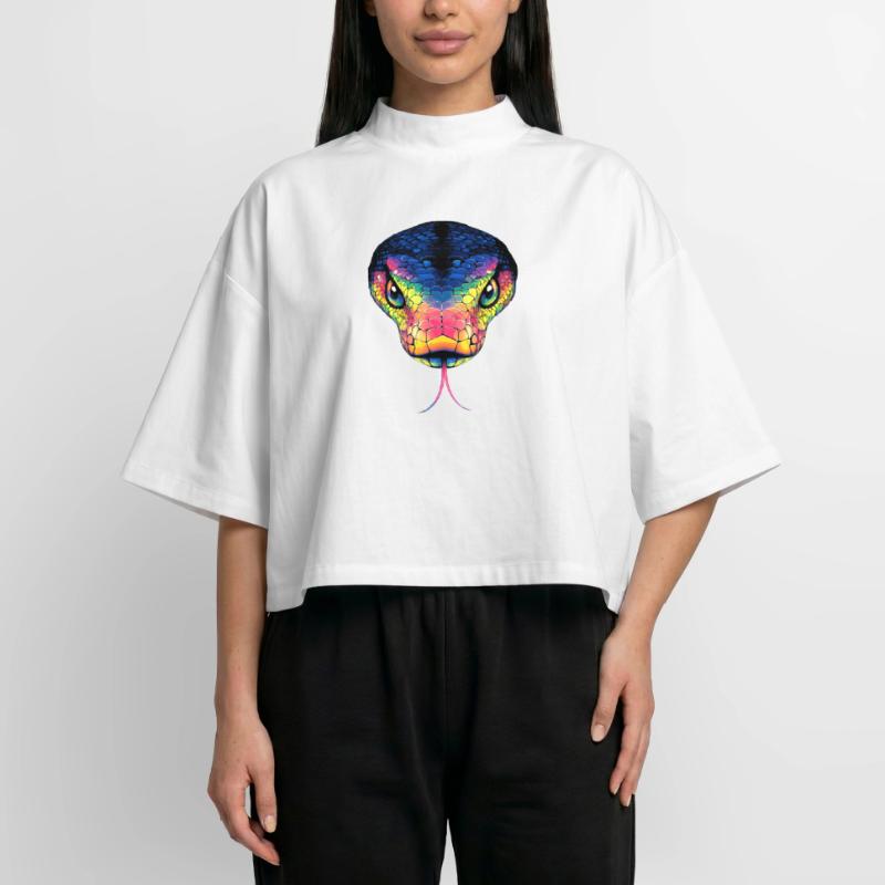 Serpent Python Cobra Mamba Serpent à sonnettes Serpent T-shirt femme coupe boxy recyclé manches mi-longues Stanley/Stella