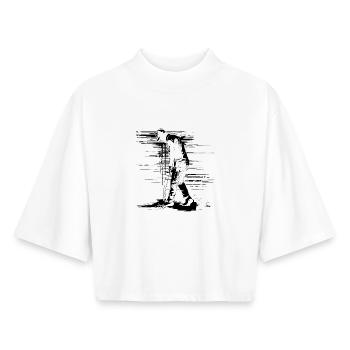 Golfer Zeichnung - Boxy Frauen Recyceltes 1/2 Sleeved T-Shirt by Stanley/Stella - Weiß - Vorne - AI Model Female 172 dark (172cm)