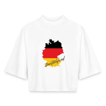 German Pride, drapeau de l’Allemagne - T-shirt femme coupe boxy recyclé manches mi-longues Stanley/Stella - blanc - Devant - AI Model Female 172 dark (172cm)