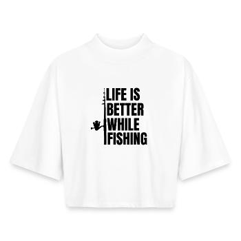 Fischer Motivation - T-shirt femme coupe boxy recyclé manches mi-longues Stanley/Stella - blanc - Devant - AI Model Female 172 dark (172cm)