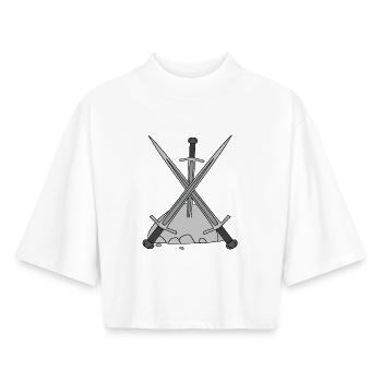 Medieval Heroes Sword Stone Fairy Tale - Boxy Women's Recycled 1/2 Sleeved T-Shirt by Stanley/Stella - white - Front - AI Model Female 172 dark (172cm)