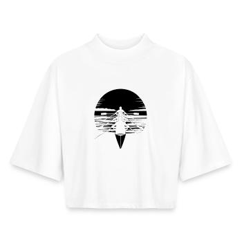 Row - Boxy Women's Recycled 1/2 Sleeved T-Shirt by Stanley/Stella - white - Front - AI Model Female 172 dark (172cm)
