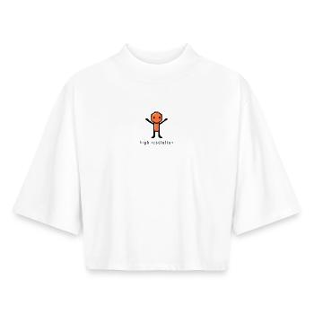 Pixel Stick Figure Drôle Graphique Humour Cadeau - T-shirt femme coupe boxy recyclé manches mi-longues Stanley/Stella - blanc - Devant - AI Model Female 172 dark (172cm)